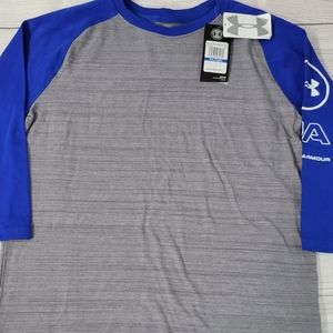 Boys under armour 3/4 sleeve baseball tee nwt. Size xl